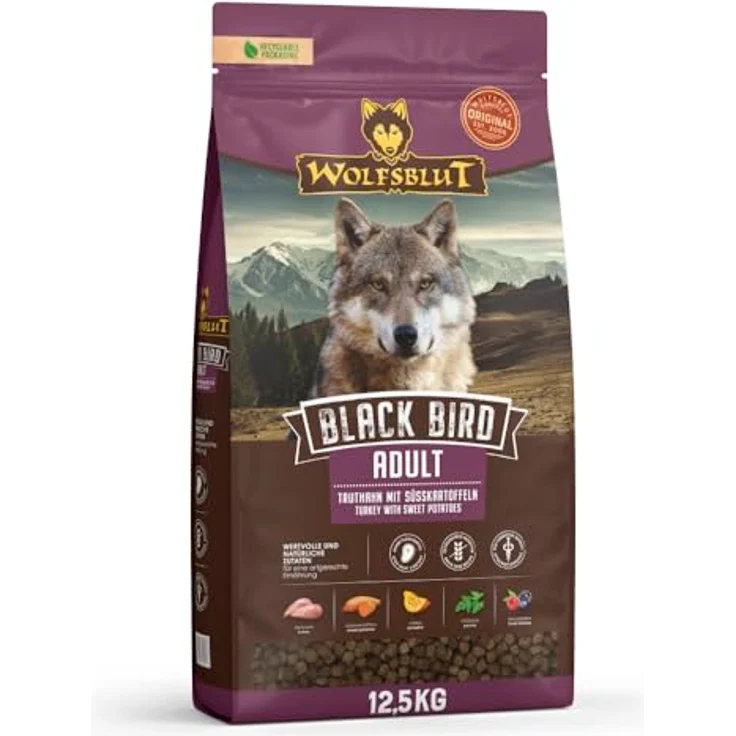 Wolfsblut Black Bird Adult, 12,5 kg Trockenfutter für Hunde mit Truthahn, getreidefrei und für Allergiker geeignet – Bild 1
