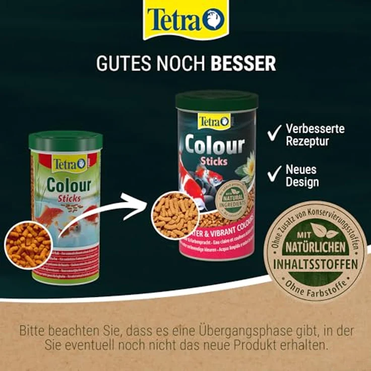 Tetra Pond Colour Sticks, Fischfutter für Teichfische zur Farbenintensivierung und Wasserklärung, 1 L Dose – Bild 2