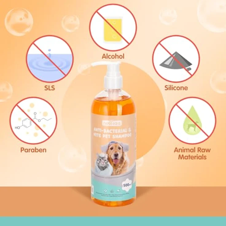 Nobleza Hundeshampoo gegen Juckreiz, Milben, Pilz & Floh, mit natürlichem Zitronengrasextrakt, rückfettendes Sensitive-Shampoo für Hunde und Katzen, 500ml – Bild 3