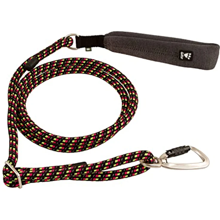 Hurtta Adjustable Seilleine für Hunde, Verstellbar Hundeleine aus robustem recyceltem Polyester, Neon Lakritze, 120-180cm*11mm – Bild 2