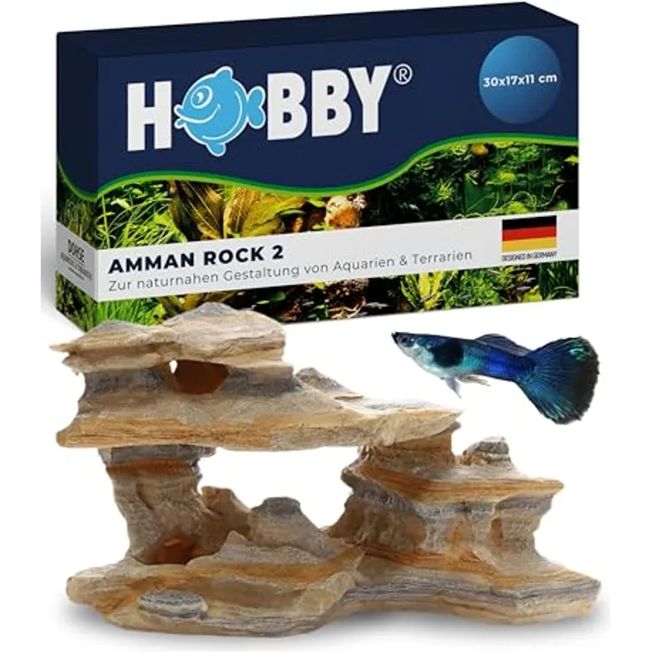 HOBBY Aquariendeko Amman Rock 2, Naturnahe Felsen in 30x17x11 cm, langlebig und wasserneutral