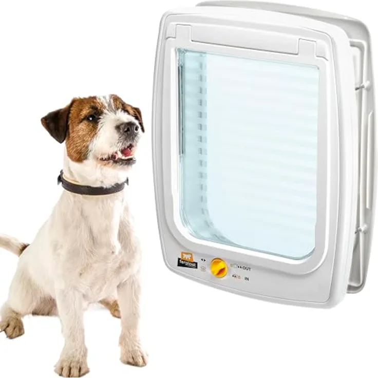 Ferplast SWING 11 Hundeklappe, mittelgroße Hunde und Katzen, 4-Wege steuerbare Haustiertür mit Zugluftschutz, Weiß