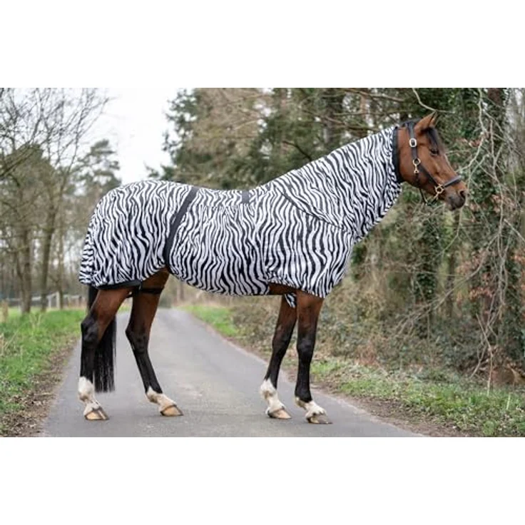 HKM 7238 Ekzemerdecke Zebra, Insektendecke mit Bauchlatz und Halsteil, für optimalen Rundumschutz, 155 cm – Bild 3