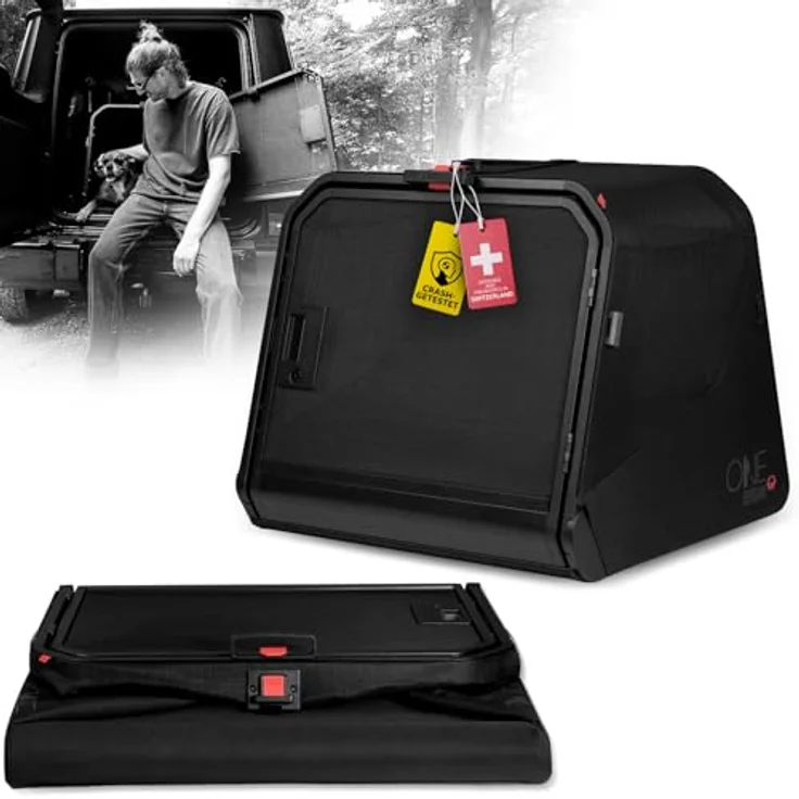 4pets 1ONE1 Origami Hundetransportbox, faltbar, sichere Hundebox fürs Auto, 4 Größen (S, M, L, XL) – Bild 1