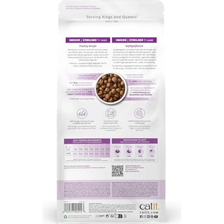 Catit Recipes - Premium Trockenfutter für Katzen mit Geflügelfleisch, Alleinfuttermittel für sterilisierte, im Haus lebende Katzen, 2kg, ohne Getreide – Bild 2
