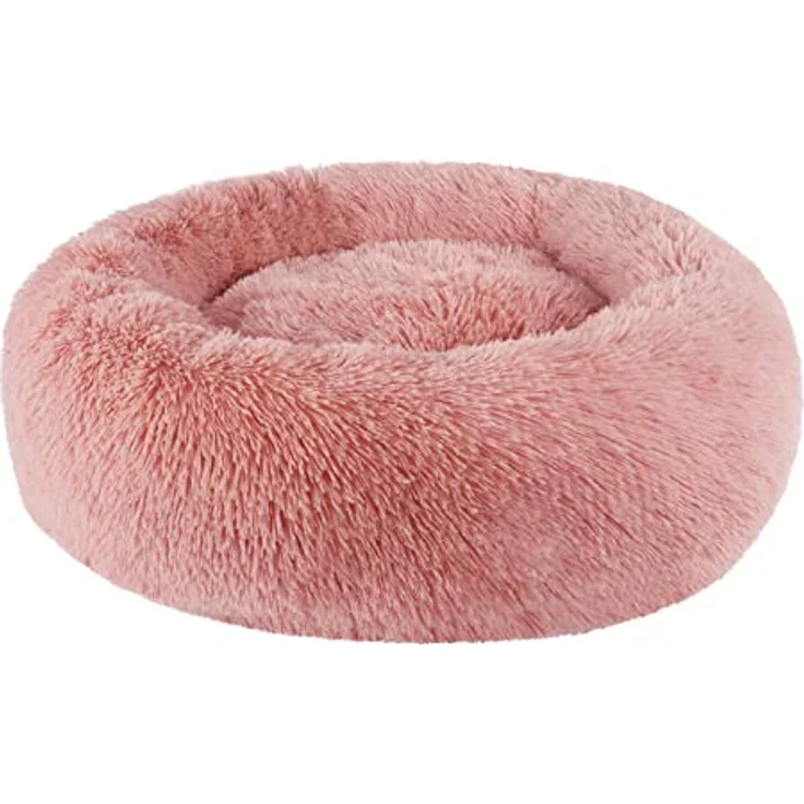 BVAGSS Rundes Hundebett & Katzenbett, Flauschiges Donut-Kuschelkissen aus ultraweichem Plüsch, Waschbar, 80 cm, Beige – Bild 1