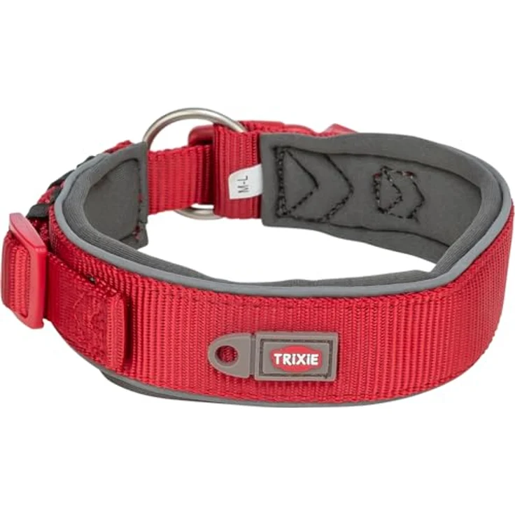 TRIXIE Premium Halsband L-XL, rot, stufenlos verstellbares, neoprengepolstertes Hundehalsband für mittelgroße bis große Hunde, Halsumfang 53–62 cm, 50 mm breit – Bild 2