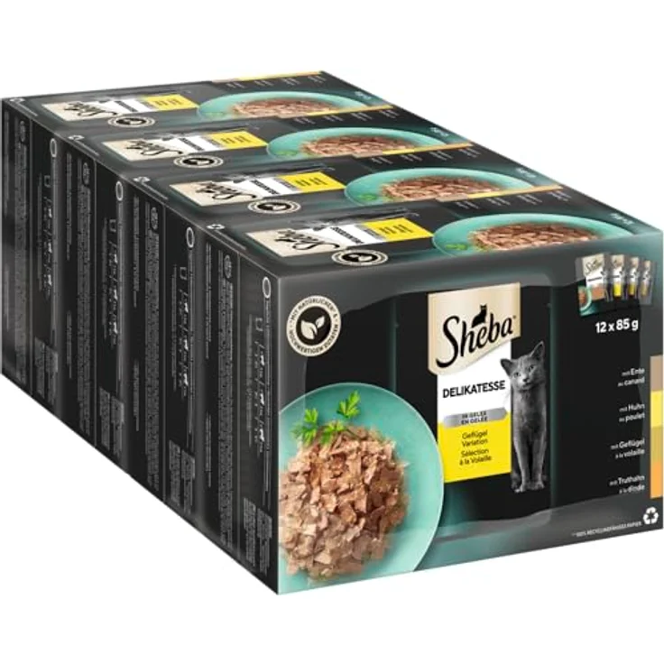 Sheba Geflügel in Gelee, Katzen-Nassfutter im Multipack 4x 12x85g, 42% Fleischanteil – Bild 2