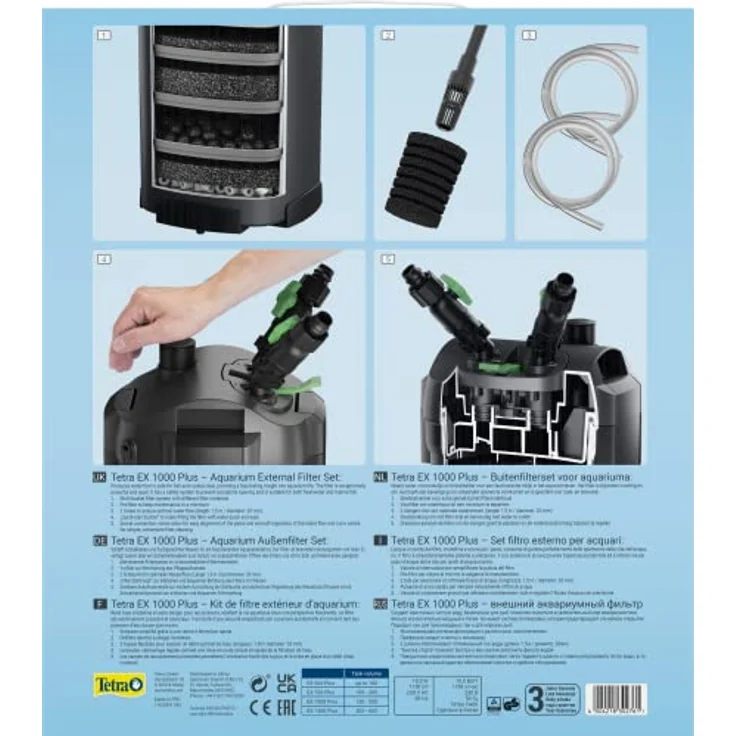 Tetra Aquarium Außenfilter EX 1000 Plus, leistungsstarker Filter für Aquarien bis 300 L, energieeffizient und leise mit Schnellverschlussventil – Bild 2
