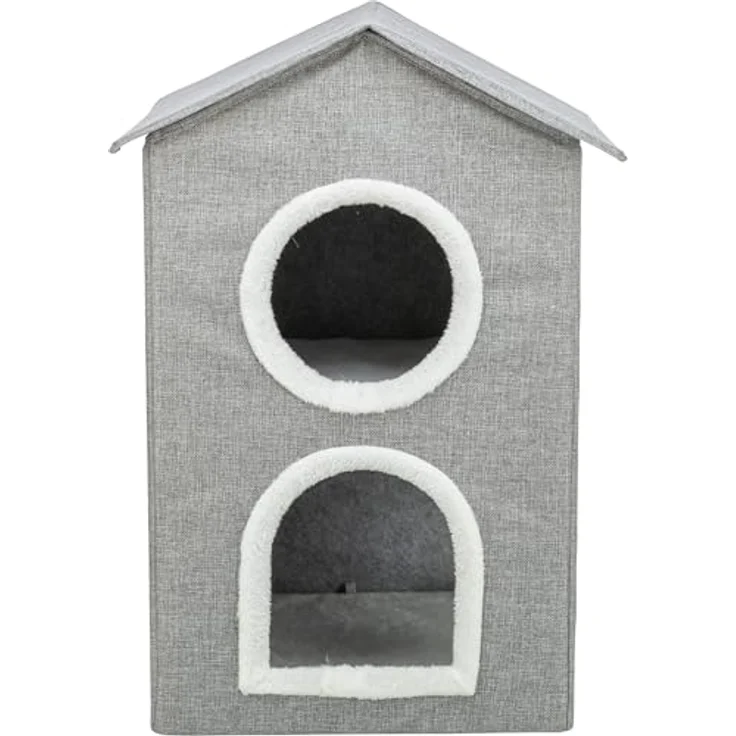 Trixie Katzenhöhle Nora Soft Edition, kuscheliges Katzenbett mit 2 Etagen, 47 × 67 × 47 cm, rutschfester Boden, abnehmbarer Bezug – Bild 2