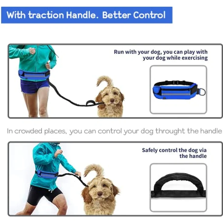Edipets Joggingleine für Hunde, freihändig, 160-220 cm, Anti-Stress, reflektierend, blau – Bild 5