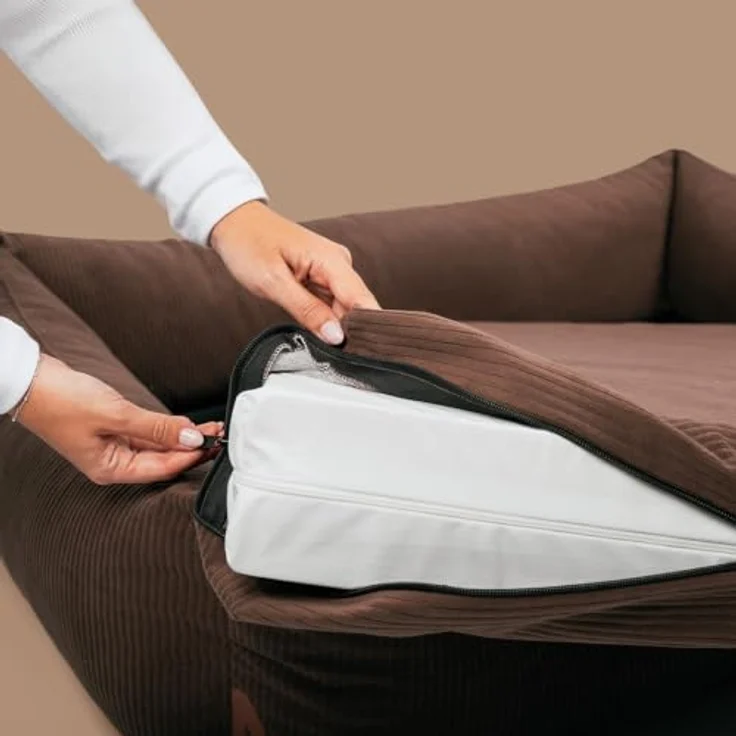 Rudelkönig Orthopädisches Hundebett Koye für große Hunde, Waschbar, mit viskoelastischem Memory Foam und stabilen Seitenwänden – Bild 3