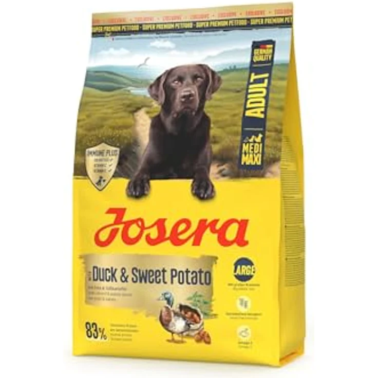 JOSERA Adult Hundefutter Ente & Süßkartoffel, getreidefrei, 3 kg, große Krokette, Immune Plus für intaktes Immunsystem, für mittlere und große Rassen – Bild 1