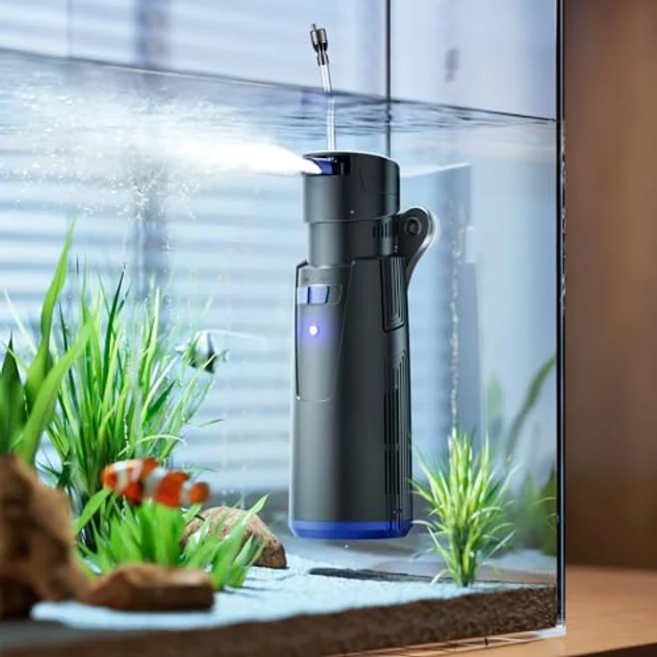 SunSun CUP-809 4in1 Aquarium Innenfilter mit Pumpe, UVC-Klärer, Sauerstoffschlauch und Filterschwamm, 700 l/h für Aquarien bis 750 L – Bild 2