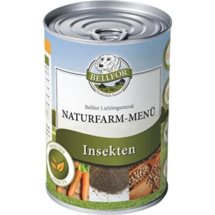 Bellfor Hundenassfutter Naturfarm-Menü, Getreidefrei mit Insektenprotein, 6 x 400 g, hypoallergen und reich an Vitaminen & Mineralien – Bild 2