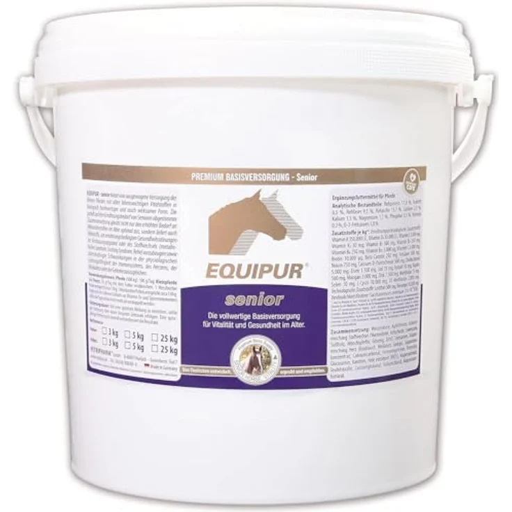 Equipur EQUIPUR Senior Pulver 5 kg, Mineralfutter für ältere Pferde mit organisch gebundenen Spurenelementen zur Unterstützung von Gesundheit und Leistungsfähigkeit – Bild 1