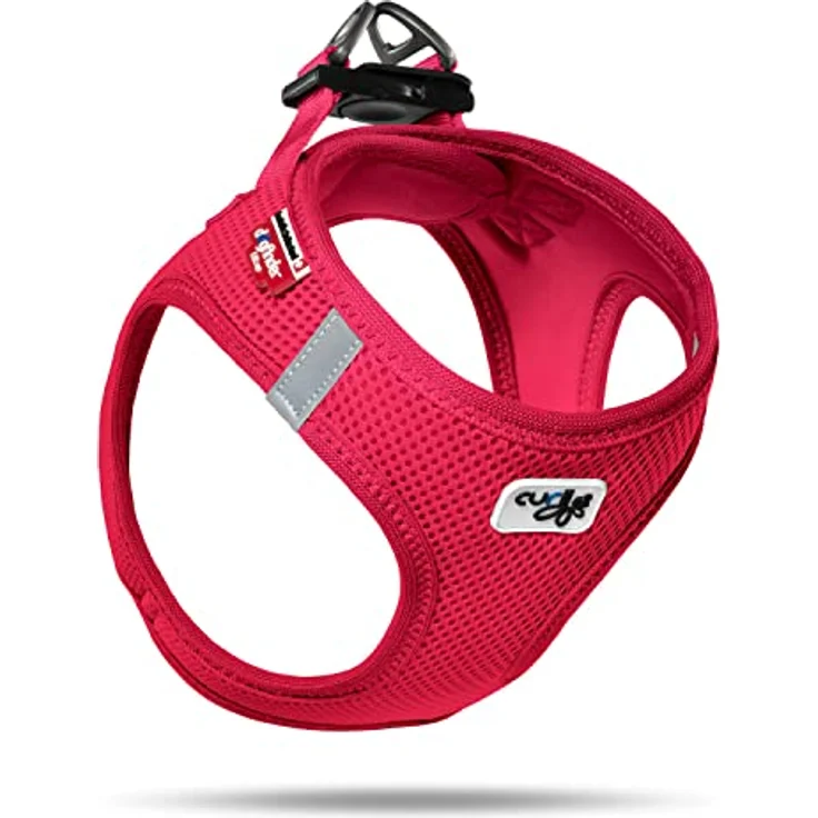 Curli Vest Harness Air-Mesh, Hundegeschirr XL mit hoher Atmungsaktivität, rot und integrierter DogFinder ID – Bild 1