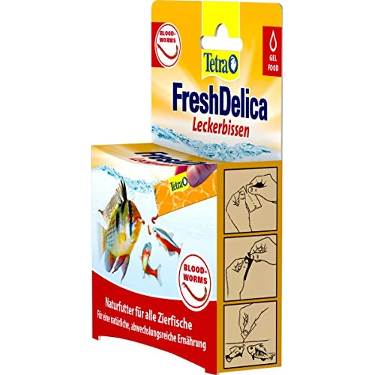 Tetra FreshDelica Bloodworms, natürlicher Snack mit roten Mückenlarven in Gelee, 16 x 3 g Beutel für Zierfische – Bild 4