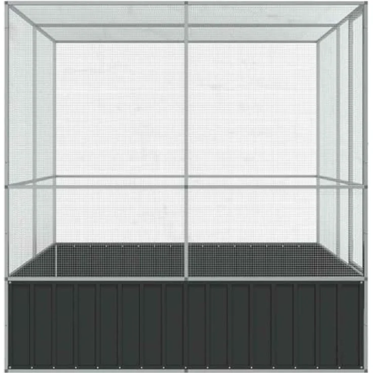 vidaXL Voliere, Vogelvoliere aus verzinktem Stahl mit Flügeltür, Haustierkäfig für Vögel, Kaninchen, Enten und Hühner, silber – Bild 5