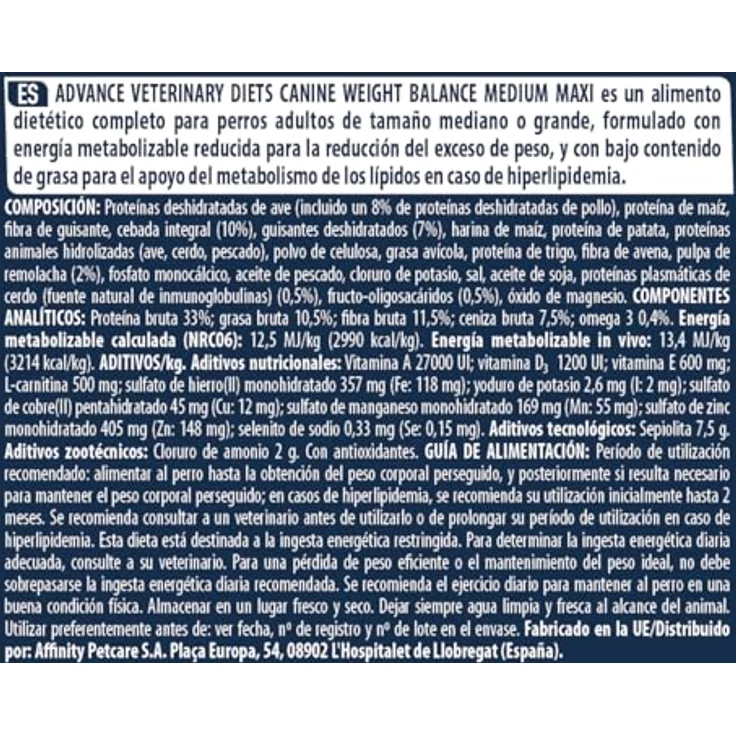 ADVANCE Obesity Management Trockenfutter für Hunde, 12 kg - Reduzierter Energiegehalt, hoher Proteingehalt, geringer Fettgehalt, mit Omega-3-Fettsäuren – Bild 4