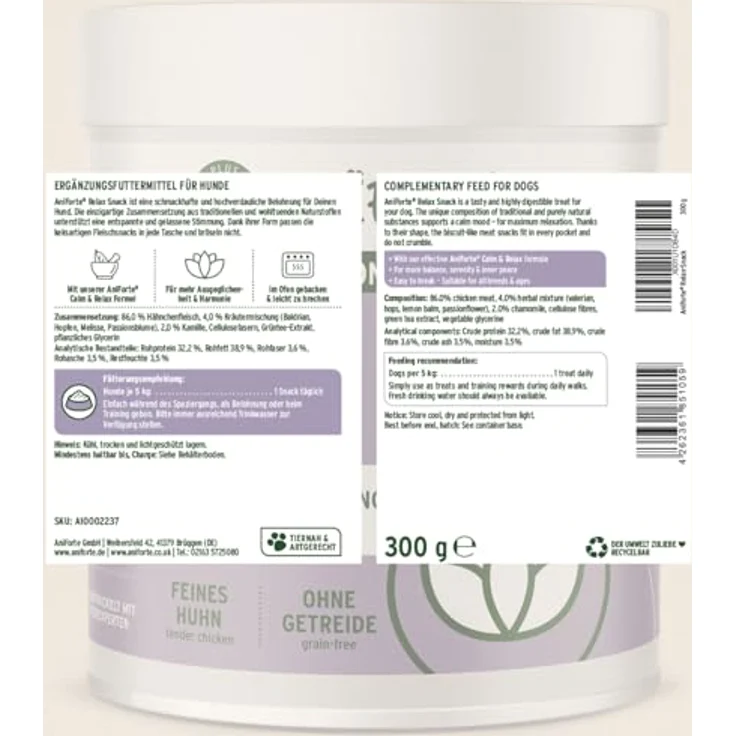 AniForte Relax-Snack 300g, natürliche Hundefutter Ergänzung für Entspannung mit 89% Hähnchenfleisch und Kräutermischung – Bild 8