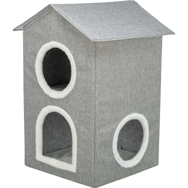 Trixie Katzenhöhle Nora Soft Edition, kuscheliges Katzenbett mit 2 Etagen, 47 × 67 × 47 cm, rutschfester Boden, abnehmbarer Bezug – Bild 1
