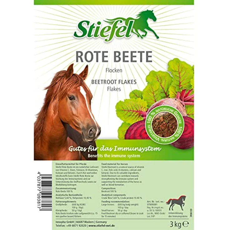Stiefel Rote Beete Flocken für Pferde, 100% naturbelassene Rote Beete zur Stärkung des Immunsystems, 3kg – Bild 5