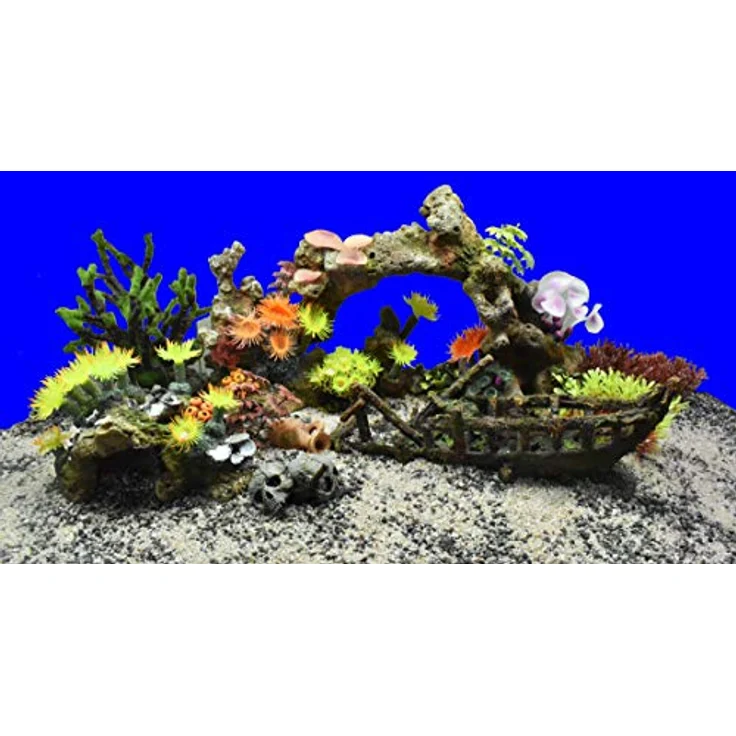 Nobby Aqua Ornaments KORALLE mit Pflanzen, detailgetreue Polyresin Dekoration für Süss- und Meerwasseraquarien – Bild 2