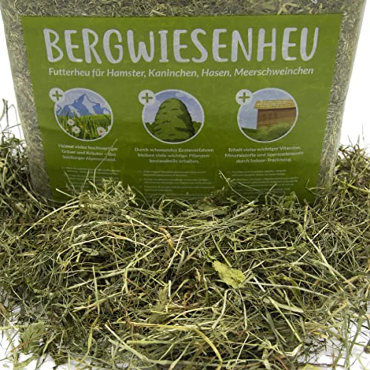 HEULAND® Premium Heu, 4 kg frisches Bergwiesenheu mit wertvollen Kräutern, ideal für Kleintiere wie Kaninchen, Meerschweinchen und Hamster – Bild 3
