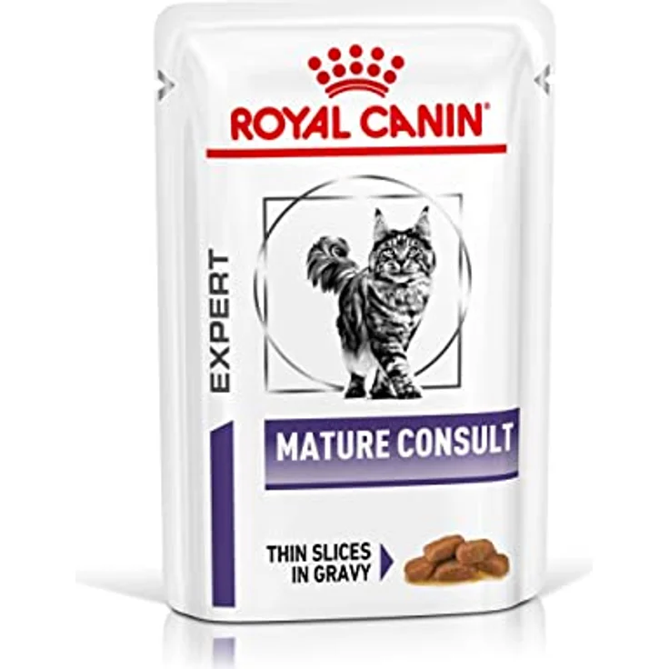 Royal Canin Veterinary Mature Consult, Alleinfuttermittel für Senior-Katzen, 12 x 85 g, mit Antioxidantien und Harnmilieu-Unterstützung – Bild 1