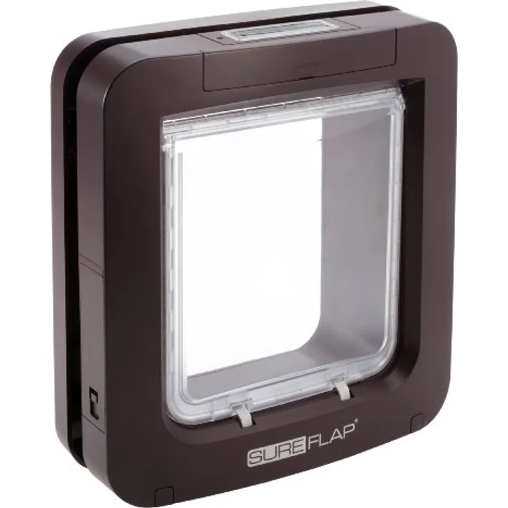 Sure Petcare SureFlap Mikrochip-Haustierklappe, Sperrmodus für Katzen und kleine Hunde, kompatibel mit RFID-Halsbändern, braun – Bild 1
