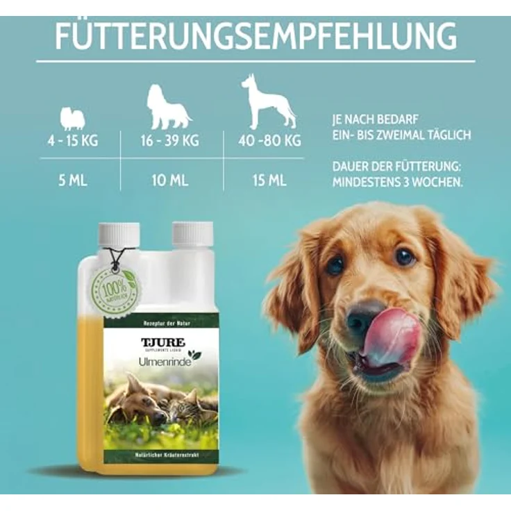 TJURE Tjure Ulmenrinde Liquid 250 ml, natürlicher Entzündungshemmer zur Unterstützung der Magen-Darm-Tätigkeit bei Hunden – Bild 5