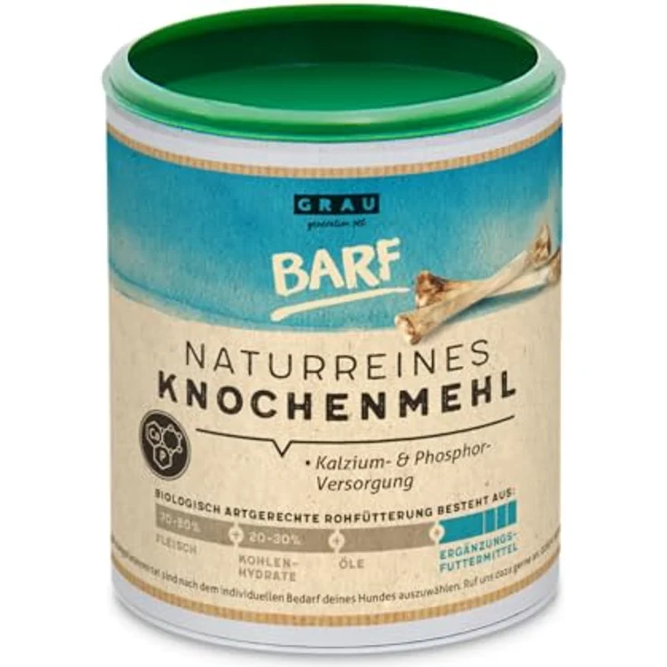 Grau Naturreines Knochenmehl 400g, natürliche Kalziumversorgung für Hunde, grau – Bild 2