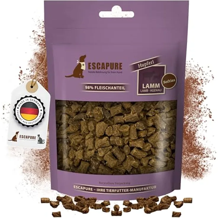 Escapure Lamm Hupferl Softies, Hundesnack aus feinstem Lamm, 150g