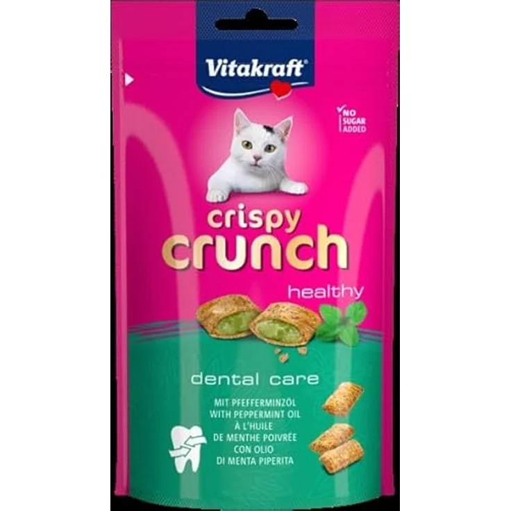 Vitakraft Crispy Crunch, knusprige Snackkissen mit Pfefferminzöl, prophylaktische Wirkung, Katzensnack ohne Zucker, 60g – Bild 4