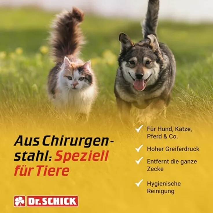 Dr. Schick Zeckenzange Ultra Chirurgenstahl, 2-in-1 Zeckenhaken & Zeckengreifer für Hunde, Katzen & Co., patentierter Mechanismus zur einfachen Zeckenentfernung – Bild 5