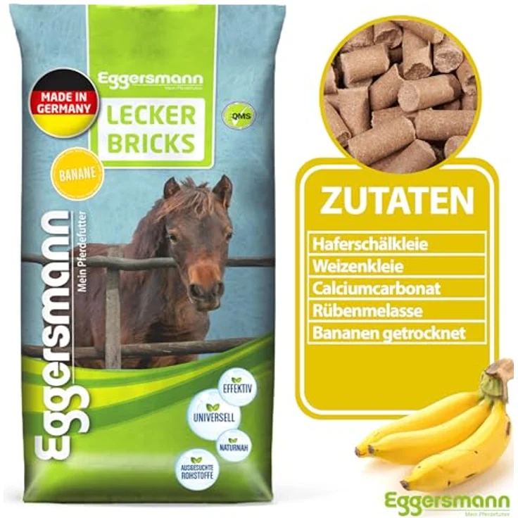 Eggersmann Mein Pferdefutter Pferde-Leckerlis, 25 kg Lecker Bricks mit natürlichem Banane-Geschmack, ideal als Belohnung für Pferde & Ponys – Bild 4