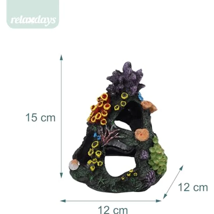 relaxdays Aquariendeko Korallenriff, detailreiche Aquarium-Dekoration aus ungiftigem Kunstharz, bunt, für Süß- und Salzwasserbecken, H 15 cm – Bild 4