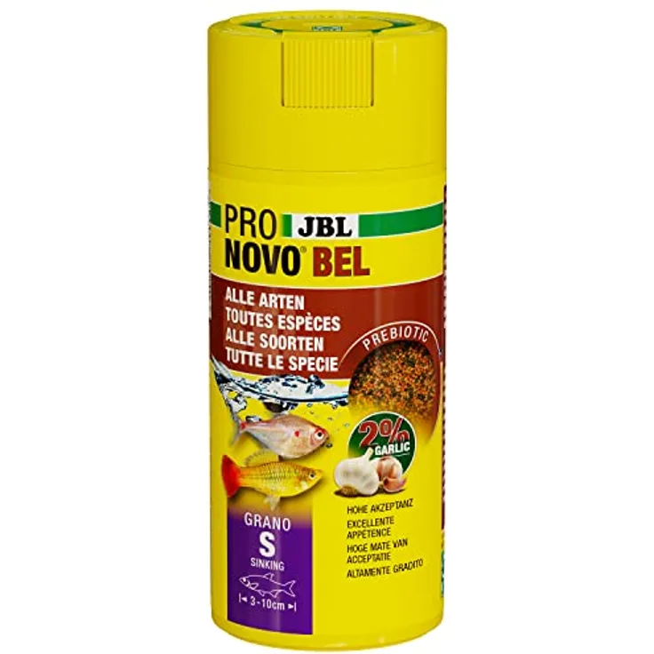 JBL PRONOVO BEL GRANO, Fischfutter-Granulat für Aquarienfische 3-10 cm, prebiotisch, hohe Akzeptanz, 250 ml