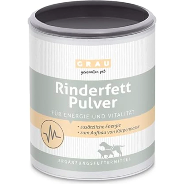 GRAU Rinderfettpulver, Ergänzungsfuttermittel für Hunde & Katzen, 80% Fettanteil, 200 g Packung