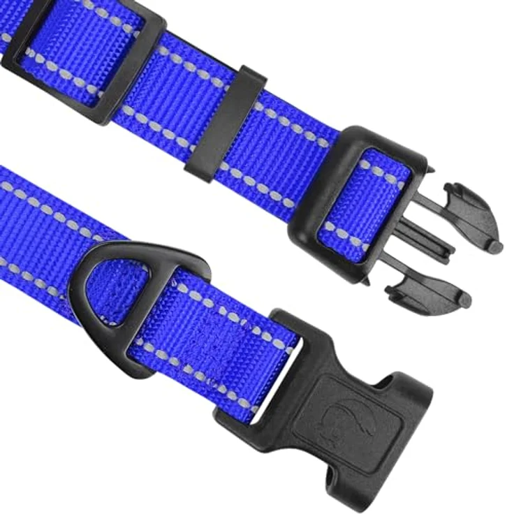 Joytale Gepolstertes Hundehalsband, Breit aus Neopren Nylon, Verstellbar für Mittelgroße Hunde, Weich und Reflektierend, M, Königsblau – Bild 3