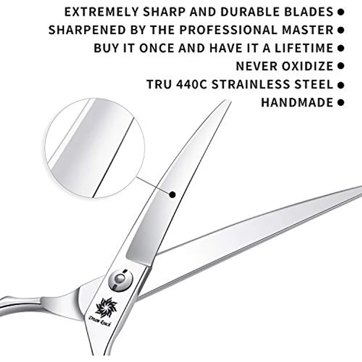 Dream Reach Fellschere 6,5 Inch Gebogene Hundeschere aus Japanischem Edelstahl 440C in Violett, Ideal für Hunde- und Katzenfellpflege – Bild 5