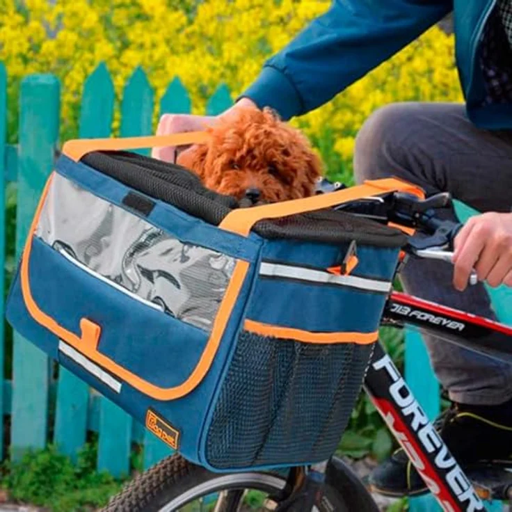 Nobby Fahrradtasche Devant, strapazierfähige Mikrofaser, abwaschbar, blau, 37 x 27 x 27 cm für Hunde bis 6 kg – Bild 4