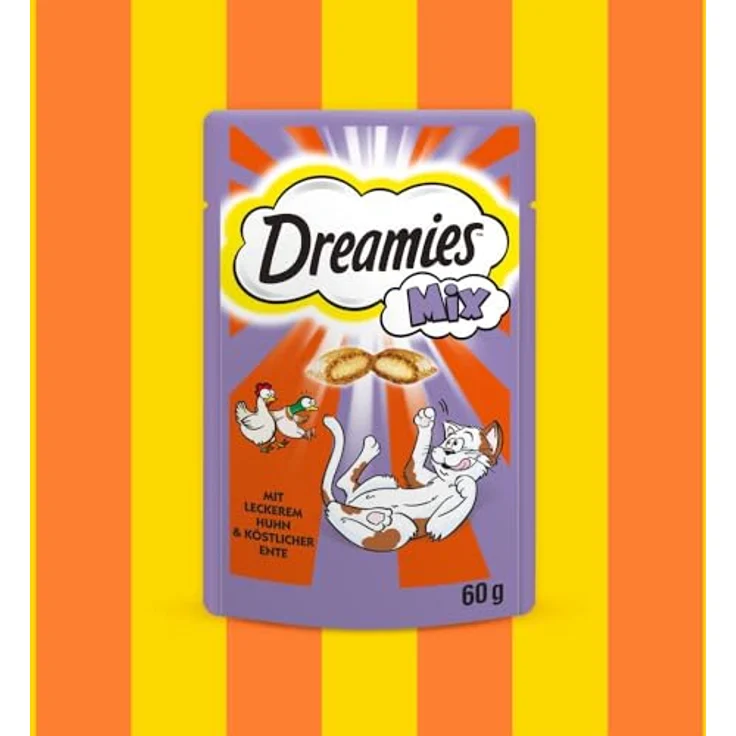 Dreamies Katzensnack Mix mit Huhn und Ente, cremiger Kern und knusprige Hülle, 6x60g – Bild 7