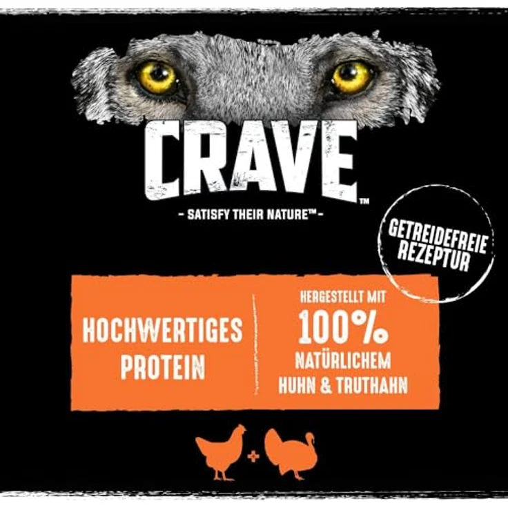 Crave Sparpaket Adult Hundefutter, 24 x 400 g - Huhn und Truthahn, getreidefrei, hoher Proteingehalt, ohne Zucker und Farb- und Konservierungsstoffe – Bild 3