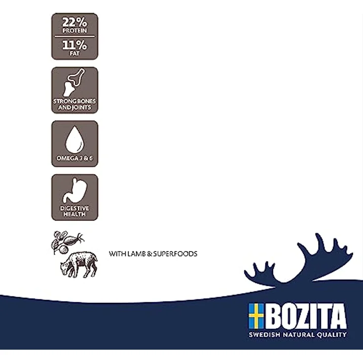 Bozita Hundefutter Original Adult XL Lamm, 3 kg weizenfreies Trockenfutter für große Rassen, ausgewogene Ernährung für gesunde Gelenke und starke Knochen – Bild 4