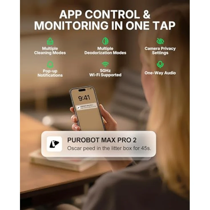 PETKIT Purobot Max Pro 2, Selbstreinigende Katzentoilette mit AI-Kamera, 210° Weitwinkelobjektiv, 5G WiFi App-Steuerung, 8L Mülleimer, ultra leise, antibakterielles Design – Bild 5