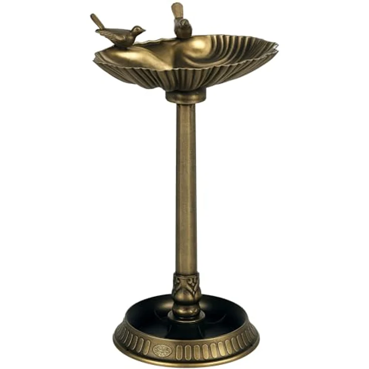 Outsunny Vogeltränke mit 2 Becken, winterfest und frostresistent, Kunststoff in Bronze, 49,5L x 38B x 81H cm – Bild 1