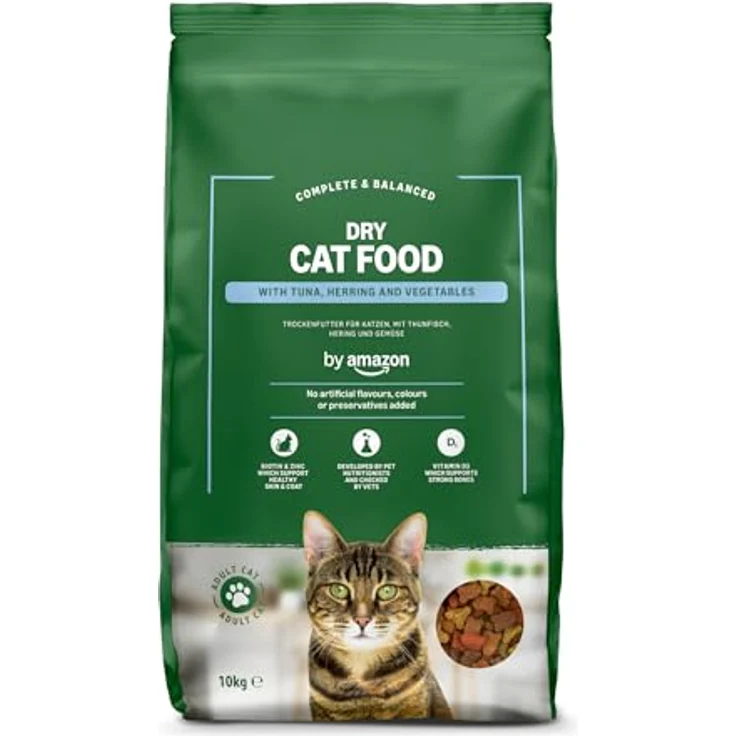 by Amazon Vollwertiges Katzentrockenfutter für ausgewachsene Katzen mit Thunfisch und Hering, 10,0 kg, proteinreiche Rezeptur, ohne künstliche Zusätze – Bild 1