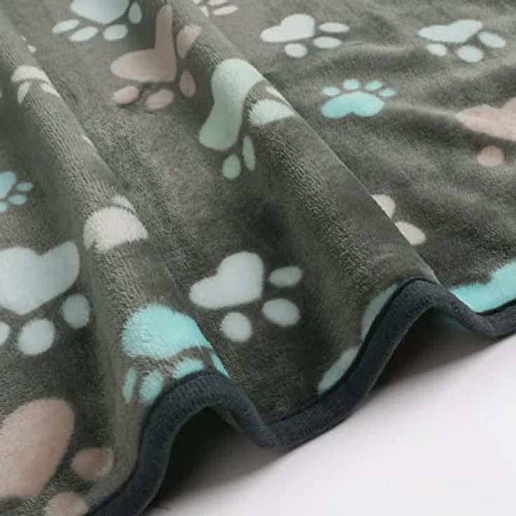 luciphia Hundedecke Katzendecken, Waschbar, 3er Pack Super Weich Fluffy, Fleece Kuscheldecke für Hunde und Katzen, Grau mit Pfoten, 76 x 104 cm – Bild 4